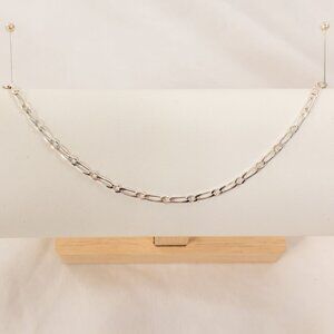 VTG 925 Sterling Silver Bracelet 7in Flat Figaro Chain 3mm Milor Italy 2.3g